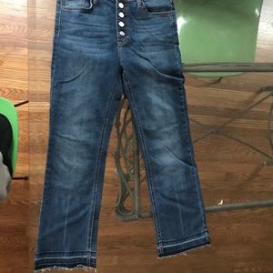 High-Rise, Boot Cut, Blue Jean Capris